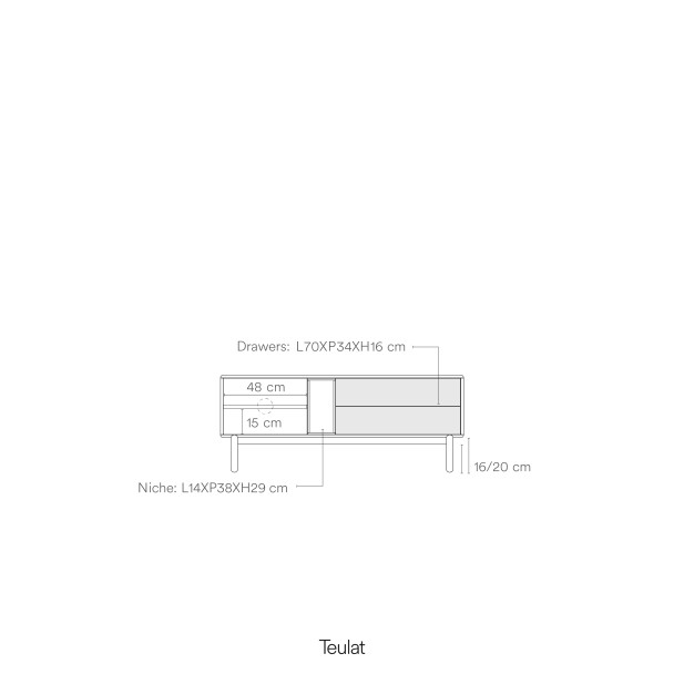 Mueble TV CORVO 140 cm, Gris Perla -... Mueble TV CORVO 140 cm, Gris Perla -...