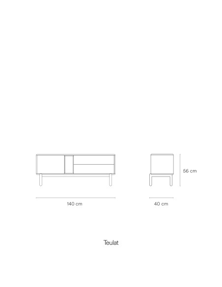 Mueble TV CORVO 140 cm, Gris Perla - Teulat