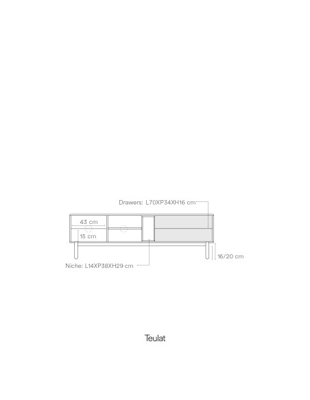 Mueble TV CORVO 180 cm, Gris Antracita - Teulat