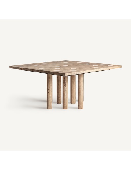 Mesa JACQUARD 150x150 cm, de Comedor, Mango Marrón - Vical