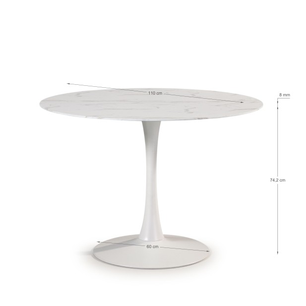 Mesa Tulip Ø110 cm Cristal efecto... Mesa Tulip Ø110 cm Cristal efecto...