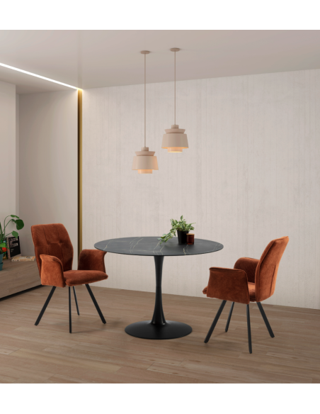 Mesa Tulip Ø110 cm Cristal efecto Mármol Negro, Inspiración Eero Saarinen