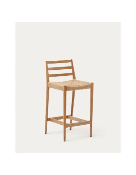 Taburete Analy respaldo madera maciza roble acabado natural y asiento cuerda 65cm FSC 100% - Kave Home
