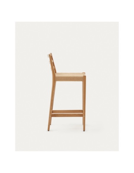 Taburete Analy respaldo madera maciza roble acabado natural y asiento cuerda 65cm FSC 100% - Kave Home