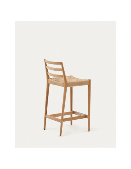 Taburete Analy respaldo madera maciza roble acabado natural y asiento cuerda 65cm FSC 100% - Kave Home