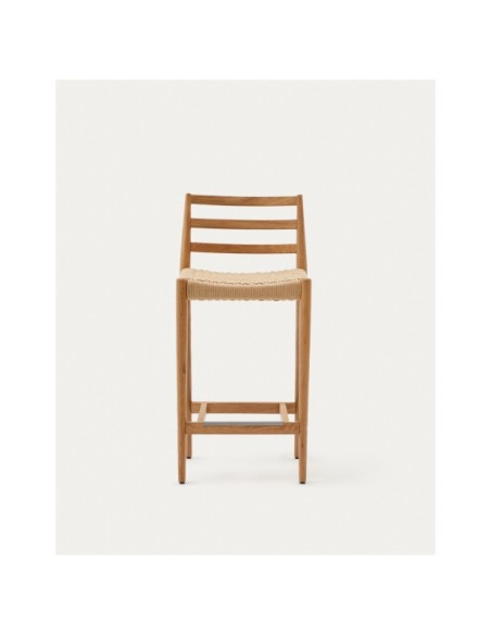 Taburete Analy respaldo madera maciza roble acabado natural y asiento cuerda 65cm FSC 100% - Kave Home