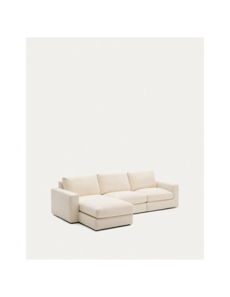 Sofá modular desenfundable Alea 4 plazas chenilla chaise longue izquierdo crudo 310 cm - Kave Home