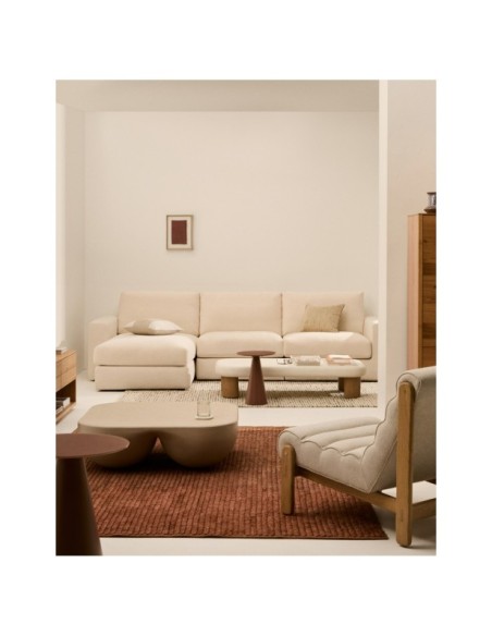 Sofá modular desenfundable Alea 4 plazas chenilla chaise longue izquierdo crudo 310 cm - Kave Home