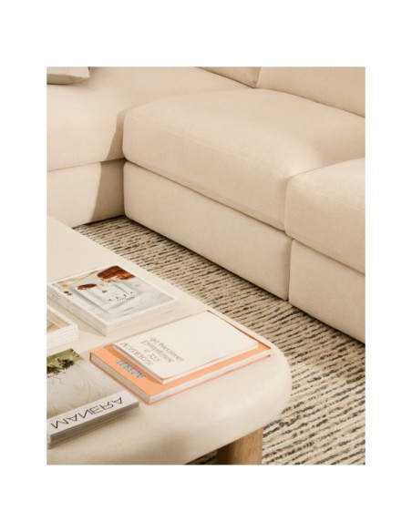 Sofá modular desenfundable Alea 4 plazas chenilla chaise longue izquierdo crudo 310 cm - Kave Home