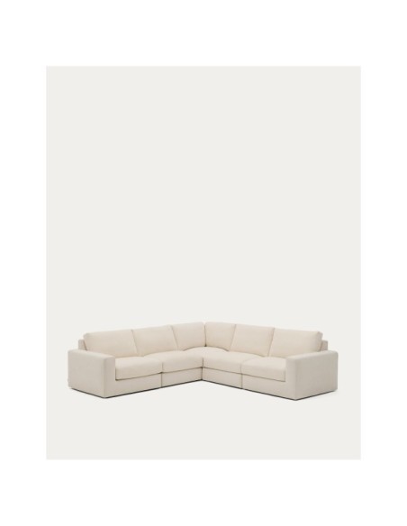 Sofá rinconero modular desenfundable Alea 5 plazas chenilla crudo 310 x 310 cm - Kave Home