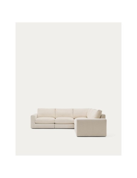 Sofá rinconero modular desenfundable Alea 5 plazas chenilla crudo 310 x 310 cm - Kave Home