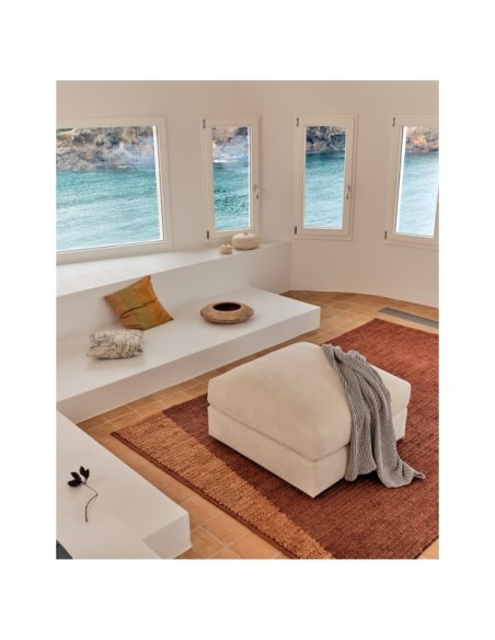 Reposapiés desenfundable Alea de chenilla crudo 90 x 90 cm - Kave Home