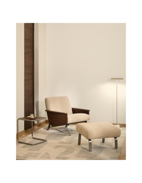 Butaca Amsen marrón claro de contrachapado de nogal y patas de acero inoxidable cepillado FSC 100% - Kave Home