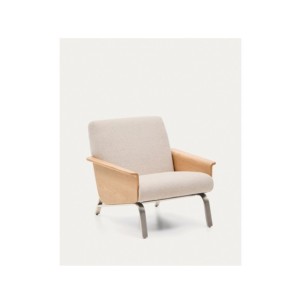 Butaca Amsen beige de contrachapado de roble y patas de...