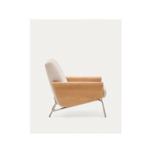 Butaca Amsen beige de contrachapado de roble y patas de... 2