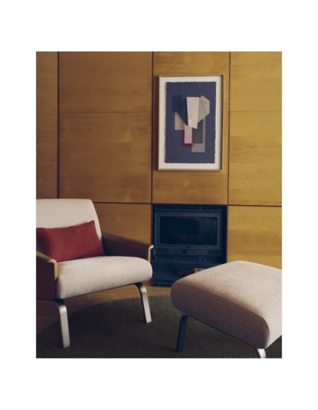 Butaca Amsen beige de contrachapado de roble y patas de acero inoxidable cepillado FSC 100% - Kave Home