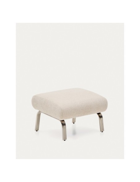 Reposapiés Amsen beige con patas de acero inoxidable cepillado 68 x 55 cm - Kave Home