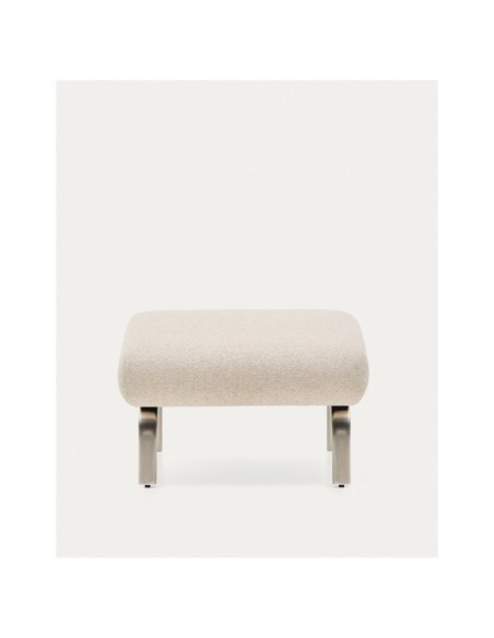 Reposapiés Amsen beige con patas de acero inoxidable cepillado 68 x 55 cm - Kave Home