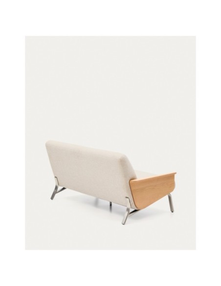 Sofá Amsen beige de 2 plazas de contrachapado de roble y patas de acero inoxidable cepillado 150 cm FSC 100% - Kave Home