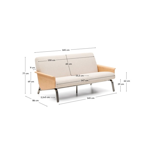 Sofá Amsen beige de 2 plazas de... Sofá Amsen beige de 2 plazas de...