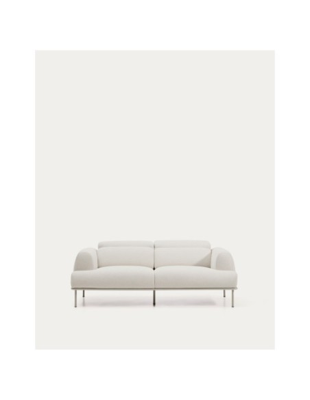 Sofá Aurum 2 plazas chenilla crudo con cabecero reclinable y base de metal beige mate 214 cm FSC Mix Credit - Kave Home