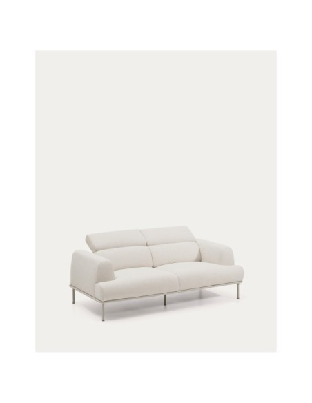 Sofá Aurum 2 plazas chenilla crudo con cabecero reclinable y base de metal beige mate 214 cm FSC Mix Credit - Kave Home