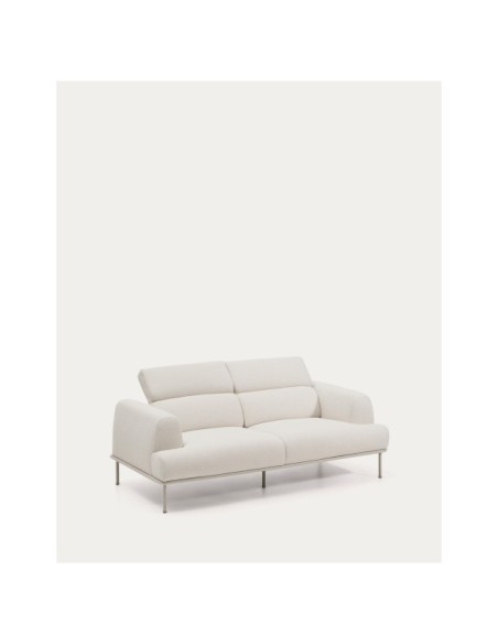 Sofá Aurum 2 plazas chenilla crudo con cabecero reclinable y base de metal beige mate 214 cm FSC Mix Credit - Kave Home