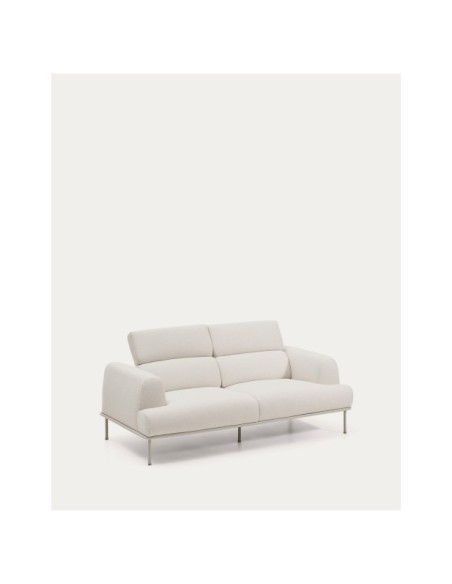 Sofá Aurum 2 plazas chenilla crudo con cabecero reclinable y base de metal beige mate 214 cm FSC Mix Credit - Kave Home