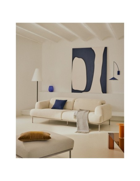 Sofá Aurum 2 plazas chenilla crudo con cabecero reclinable y base de metal beige mate 214 cm FSC Mix Credit - Kave Home