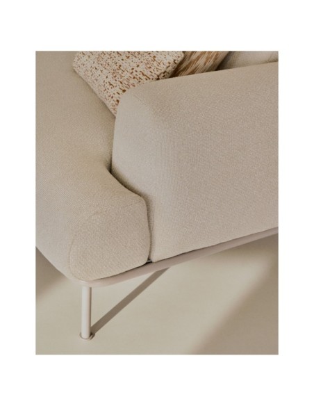 Sofá Aurum 2 plazas chenilla crudo con cabecero reclinable y base de metal beige mate 214 cm FSC Mix Credit - Kave Home