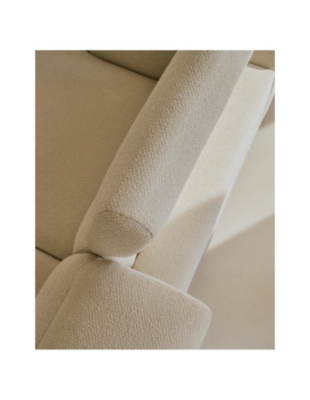 Sofá Aurum 2 plazas chenilla crudo con cabecero reclinable y base de metal beige mate 214 cm FSC Mix Credit - Kave Home