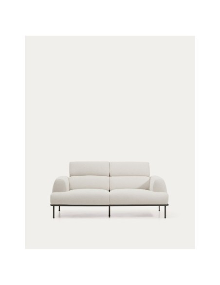 Sofá Aurum 2 plazas chenilla crudo con cabecero reclinable y base de metal gris mate 214 cm FSC Mix Credit - Kave Home