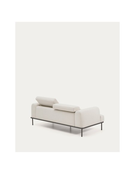 Sofá Aurum 2 plazas chenilla crudo con cabecero reclinable y base de metal gris mate 214 cm FSC Mix Credit - Kave Home