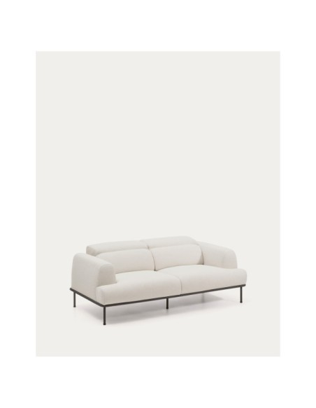 Sofá Aurum 2 plazas chenilla crudo con cabecero reclinable y base de metal gris mate 214 cm FSC Mix Credit - Kave Home