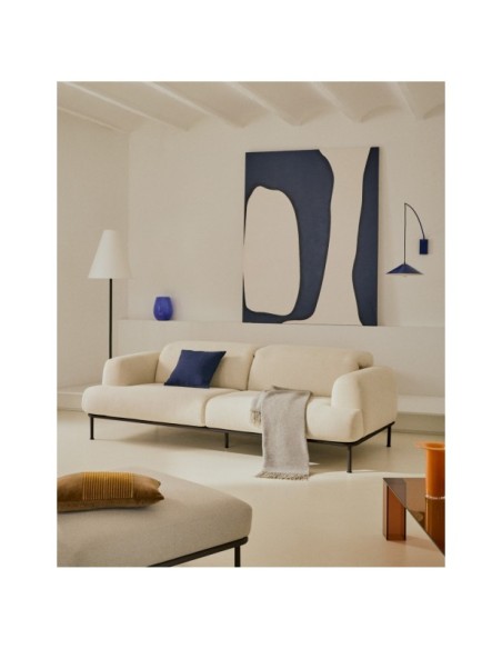 Sofá Aurum 2 plazas chenilla crudo con cabecero reclinable y base de metal gris mate 214 cm FSC Mix Credit - Kave Home