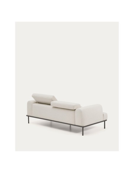 Sofá Aurum 3 plazas chenilla crudo con cabecero reclinable y base de metal gris mate 234 cm FSC Mix Credit - Kave Home