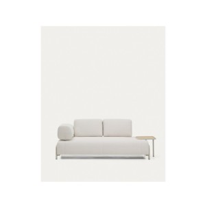 Sofá Compo 2P chenilla crudo, bandeja grande chapa de...