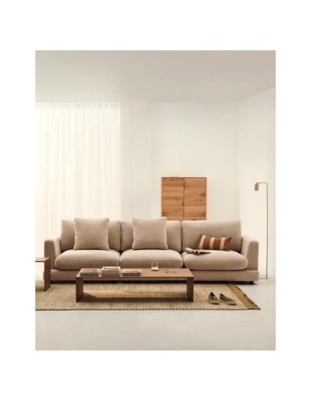 Sofá Gala 4 plazas de chenilla beige  FSC Mix Credit 300 cm - Kave Home