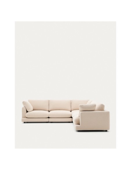 Sofá rinconero Gala 6 plazas de chenilla beige FSC Mix Credit 300 x 300 cm - Kave Home
