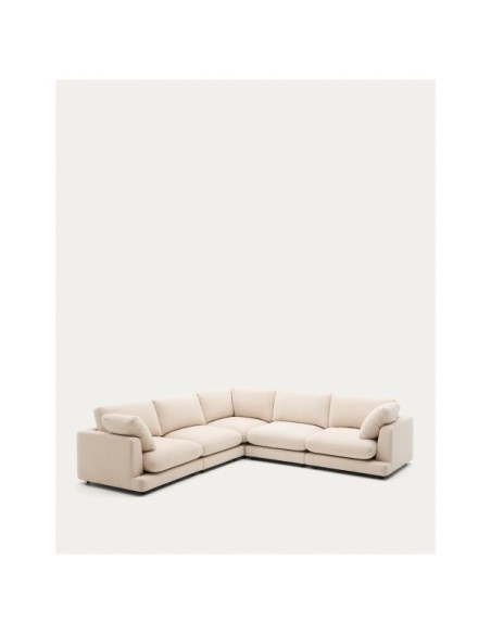 Sofá rinconero Gala 6 plazas de chenilla beige FSC Mix Credit 300 x 300 cm - Kave Home
