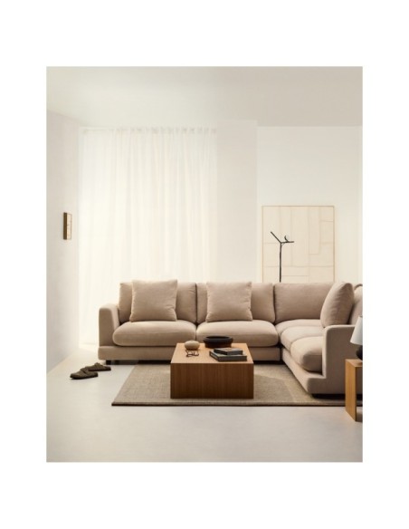Sofá rinconero Gala 6 plazas de chenilla beige FSC Mix Credit 300 x 300 cm - Kave Home