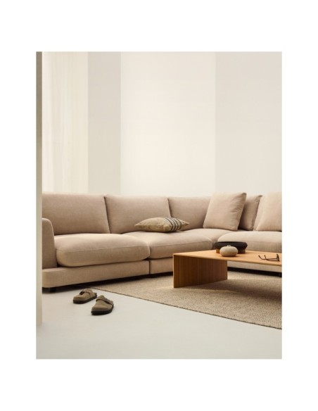Sofá rinconero Gala 6 plazas de chenilla beige FSC Mix Credit 300 x 300 cm - Kave Home