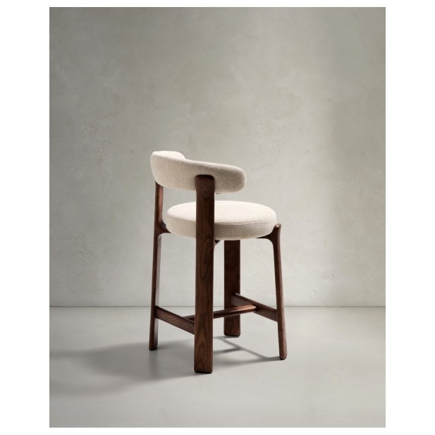 Taburete Granite de chenilla beige y...