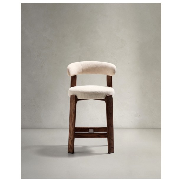 Taburete Granite de chenilla beige y...