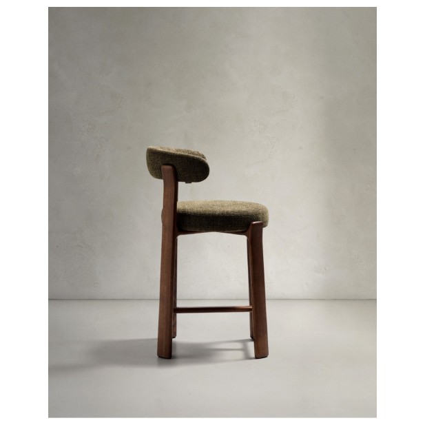 Taburete Granite de chenilla verde y...