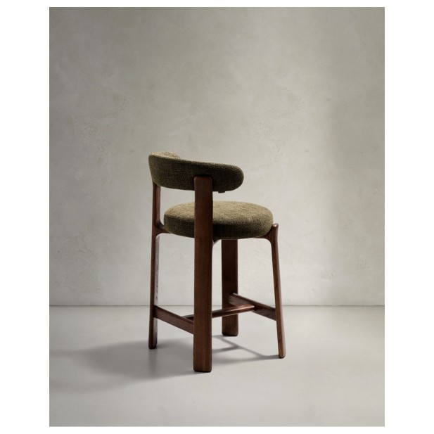 Taburete Granite de chenilla verde y...