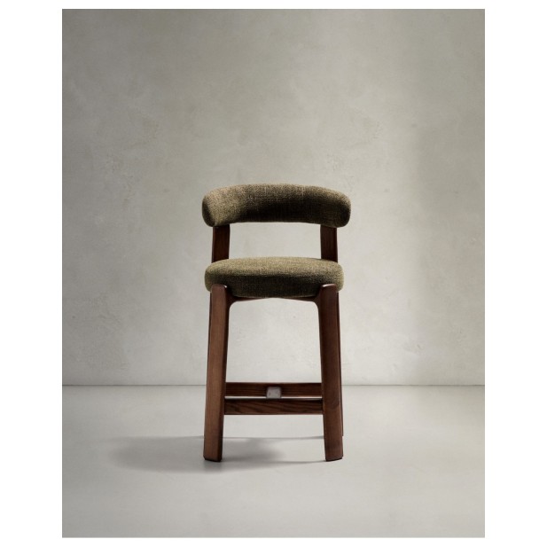 Taburete Granite de chenilla verde y...