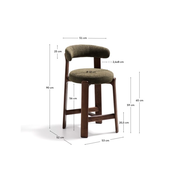 Taburete Granite de chenilla verde y...