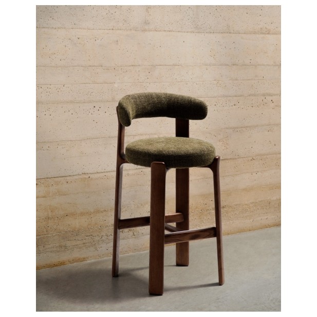 Taburete Granite de chenilla verde y...