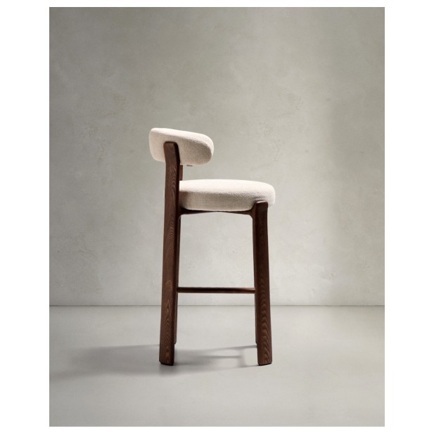 Taburete Granite de chenilla beige y...